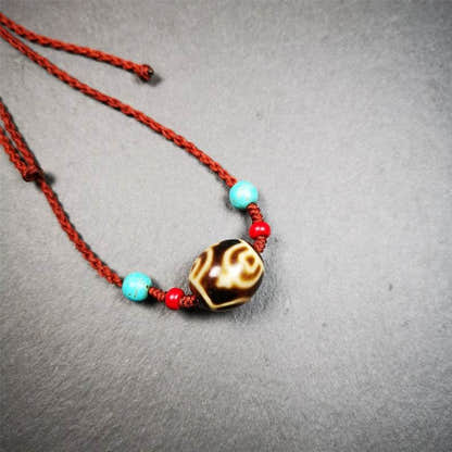Treasure Vase Dalo Dzi Bead Necklace - Tibetan Buddhist bead necklace, view 6
