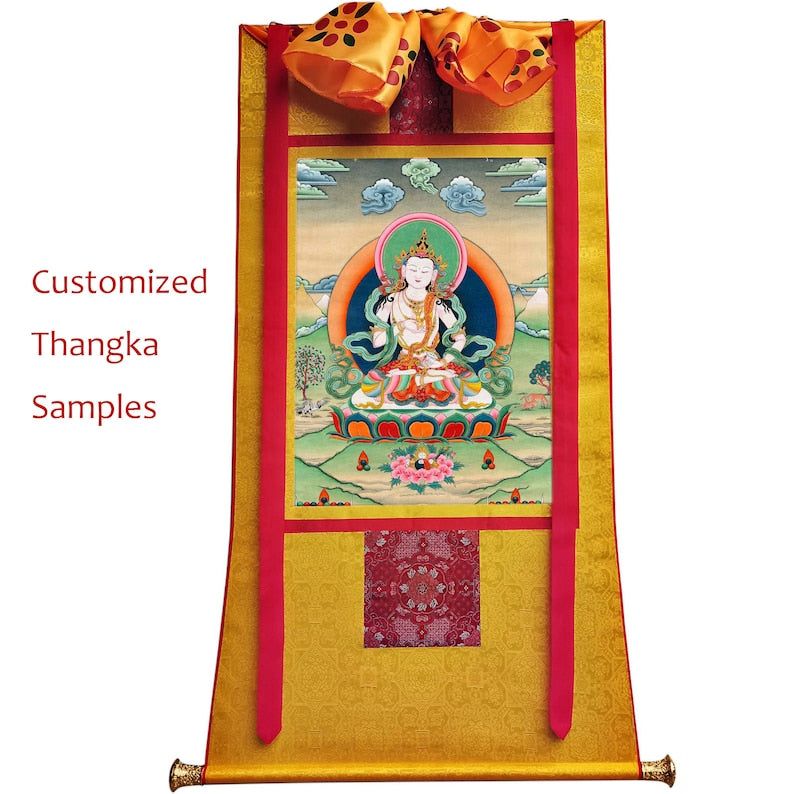 Gandhanra Customized Thangka Frame Service, Handmade Tibetan Buddhist Tapestry Wall Hanging,Accepting Customized Patterns