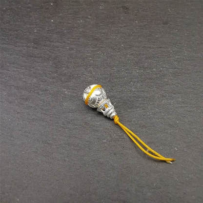 Sterling Silver Guru Bead - Tibetan Buddhist art, size reference