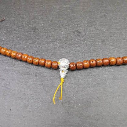 Sterling Silver Guru Bead - Tibetan Buddhist art, close-up detail