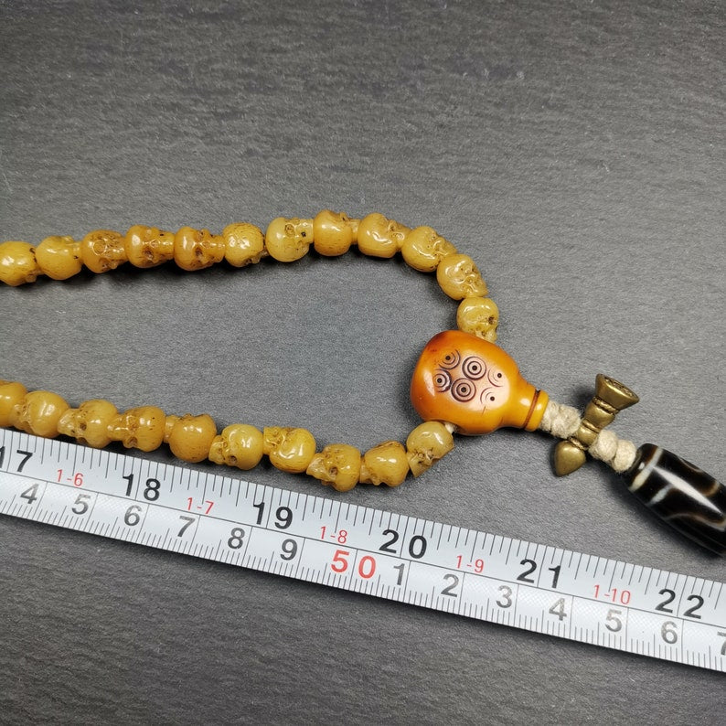 Hand-carved Tibetan Yak Bone Mala Beads Necklace,108 Beads for Meditation and Prayer