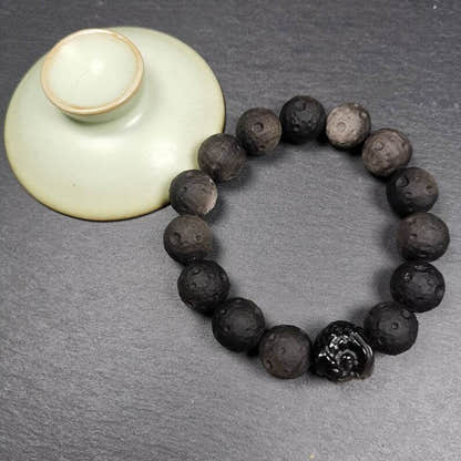 Obsidian Wrist Mala, Prayer Beads Bracelet - Tibetan Buddhist mala beads, view 5