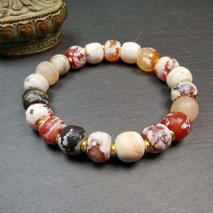 Sugar Agate Beads Wrist Mala, Carnelian Bracelet