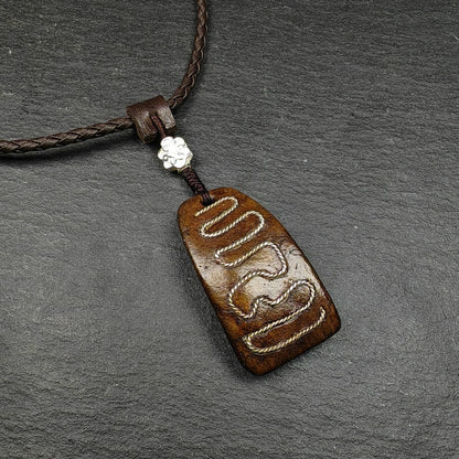 Kapala Pendant Amulet, Inlaid Silver Wire