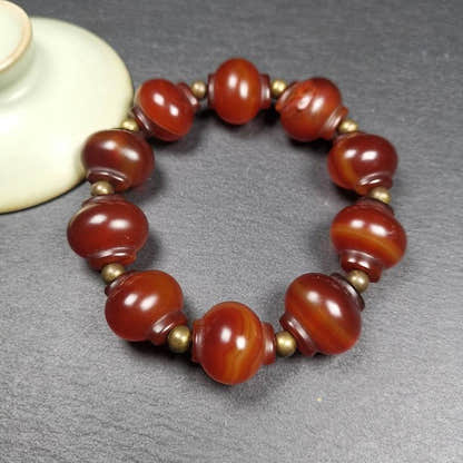 Wrist Mala, Prayer Beads Bracelet - Tibetan Buddhist mala beads, close-up detail
