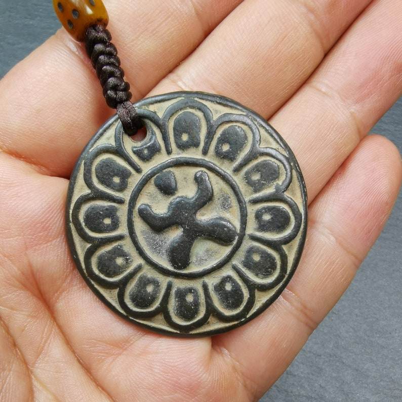 Chenrezig / Padmapani Amulet,Om Mani Padme Hum Badge Pendant - Tibetan Buddhist amulet, view 4