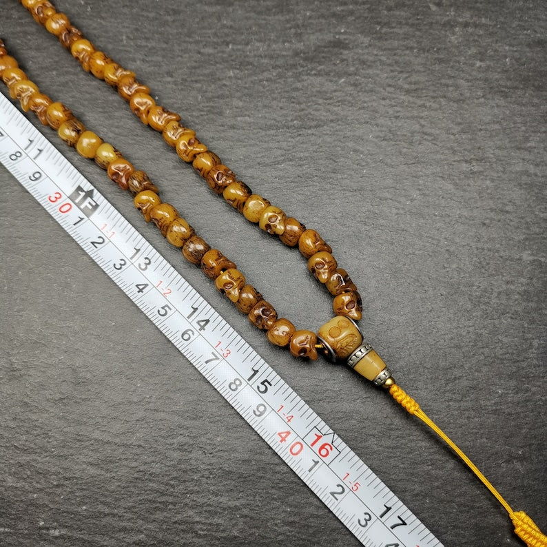 Yak Bone Kapala Mala,108 Citipati Skull Shape Prayer Beads