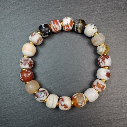 Sugar Agate Beads Wrist Mala, Carnelian Bracelet