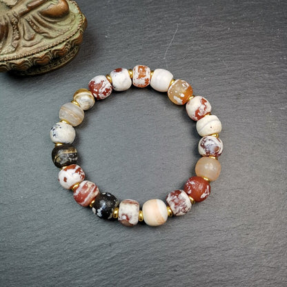 Sugar Agate Beads Wrist Mala, Carnelian Bracelet