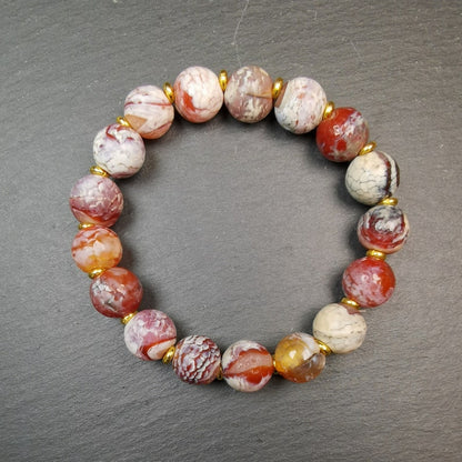 Sugar Agate Beads Wrist Mala, Unique 13mm Barrel Shape Carnelian Bracelet