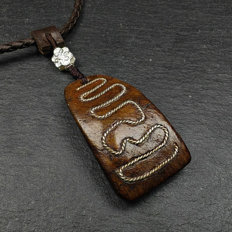 Kapala Pendant Amulet, Inlaid Silver Wire