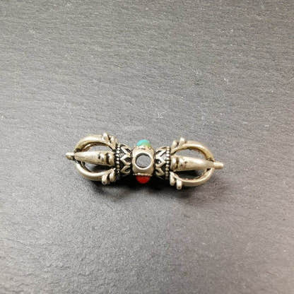 Tibetan Silver Vajra Amulet 32mm - Tibetan Buddhist amulet, view 8