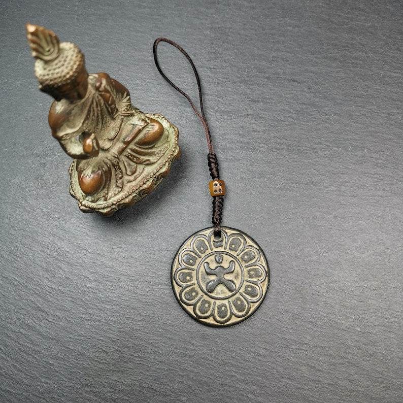 Chenrezig / Padmapani Amulet,Om Mani Padme Hum Badge Pendant - Tibetan Buddhist amulet, view 5