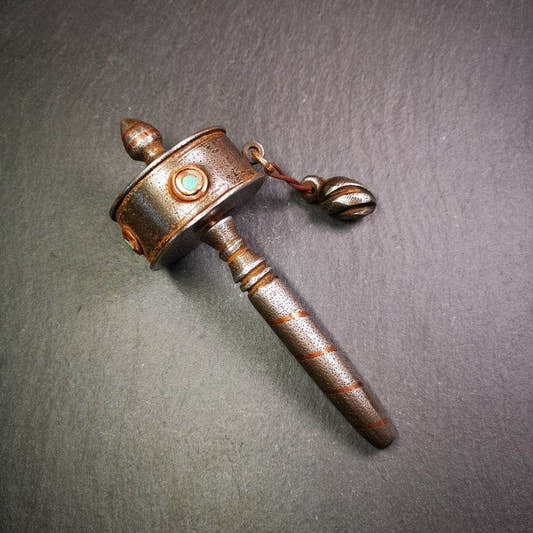 Handheld Prayer Wheel,Mani Wheel - Tibetan Buddhist art, front view