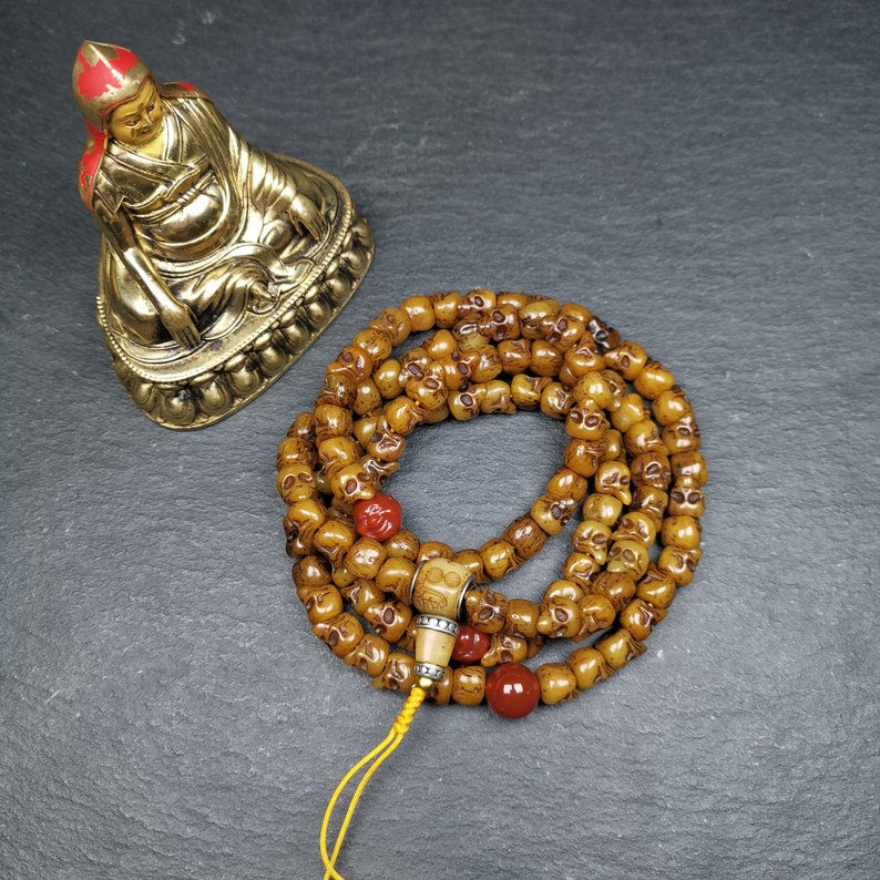 Yak Bone Kapala Mala,108 Citipati Skull Shape Prayer Beads