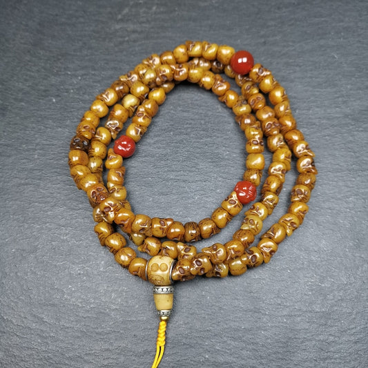 Yak Bone Kapala Mala,108 Citipati Skull Shape Prayer Beads