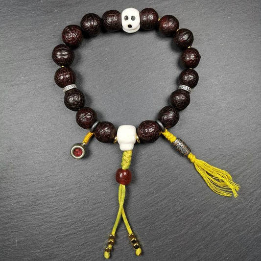 Handhold Wrist Mala, Old Bodhi Seed Beads Bracelet - Tibetan Buddhist mala beads, front view