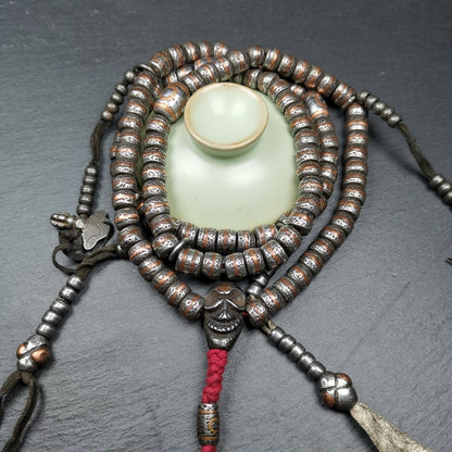 108 Cold Iron Mala Necklace, Prayer Beads