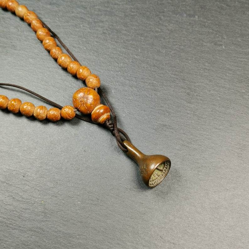 Old Stupa TsaTsa Mold Amulet, Prayer Beads Accessories - Tibetan tsa tsa mold, front view