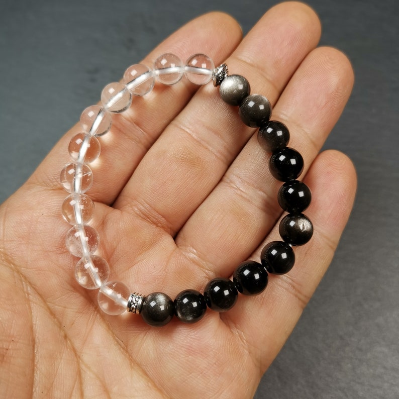 Obsidian + Crystal Wrist Mala, Prayer Beads Bracelet