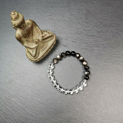 Obsidian + Crystal Wrist Mala, Prayer Beads Bracelet