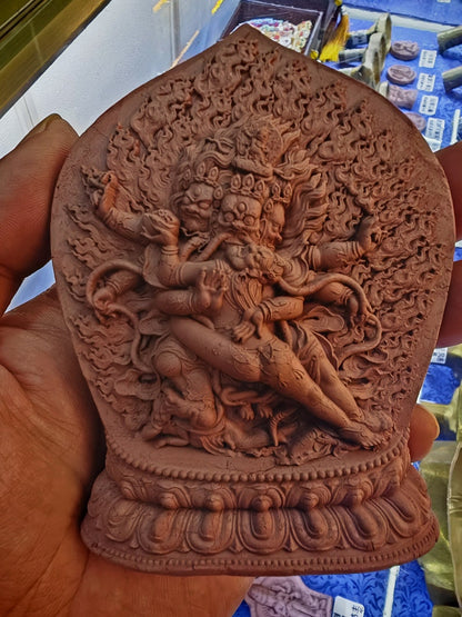 Gandhanra Handmade Tibetan Buddha Statue Mold,Vajrapani Mahachakra Tsa Tsa,Maha-cakra-vajri,Chagna Dorje Korlo Chen Po mold,12 × 10cm.This unique mold is made by Tibetan craftsmen in Gerze area Tibet,with very fine and accurate details.