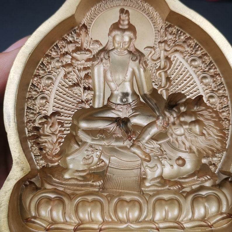Avakokitesvara, Seng Ge Dra Chenrezig ,the Lion's Roar,12 - Tibetan tsa tsa mold, view 4