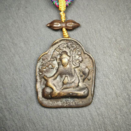 Buddha Statue Amulet Guru Rinpoche,Padmasambhava Pendant,Lotus Born - Tibetan Buddhist amulet, front view