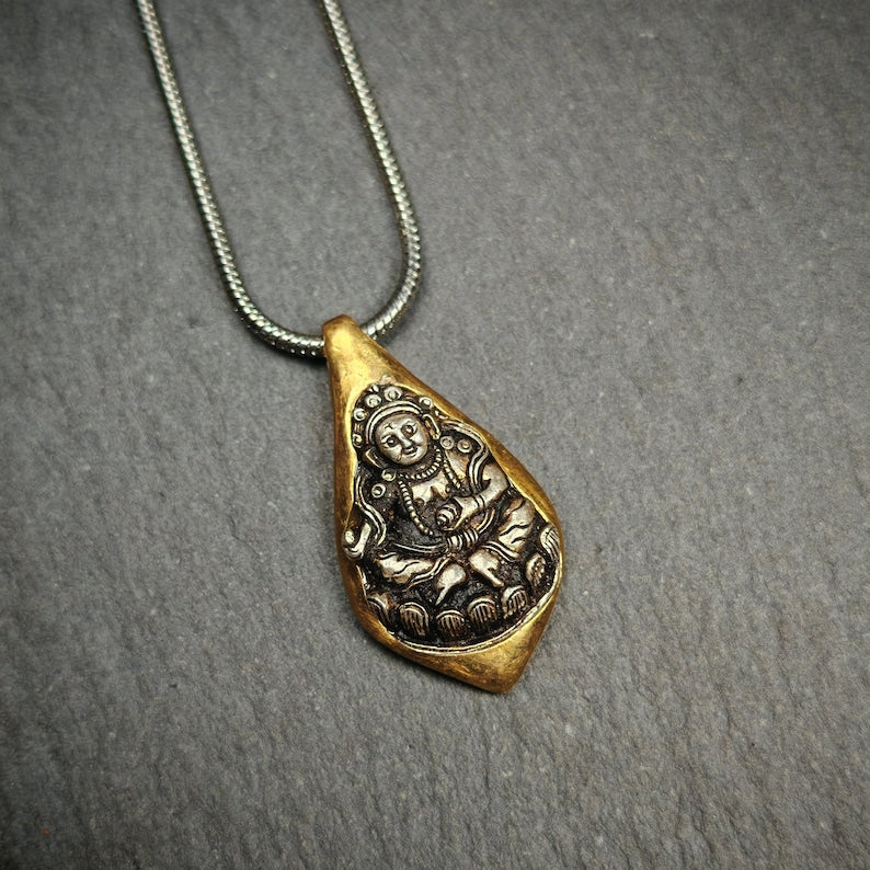 Buddhist Amulet Necklace | Yellow Jambhala Protection Necklace