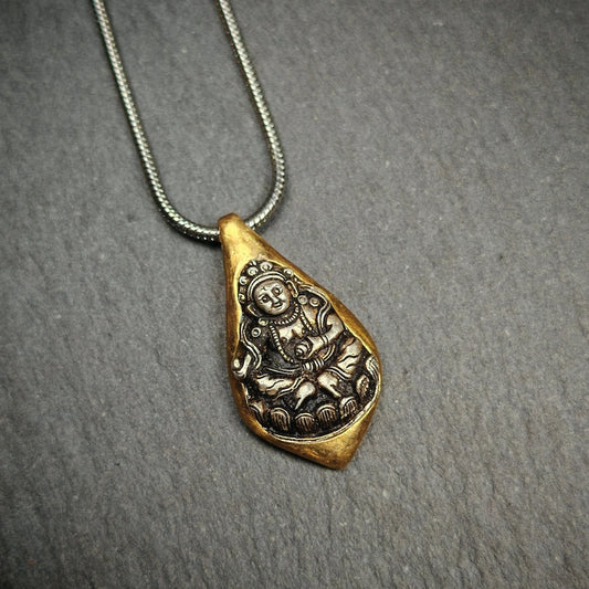 Buddhist Amulet Necklace | Yellow Jambhala Protection Necklace