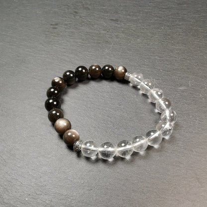 Obsidian + Crystal Wrist Mala, Prayer Beads Bracelet