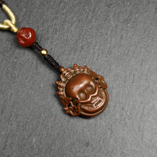 Gau Box Amulet,Ghau Shrine,Altar Necklace - Tibetan Buddhist bead necklace, front view