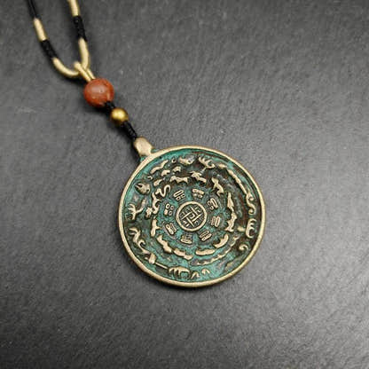 Calendar Amulet Sipaho Badge - Melong Mirror 43mm - Tibetan Buddhist amulet, front view