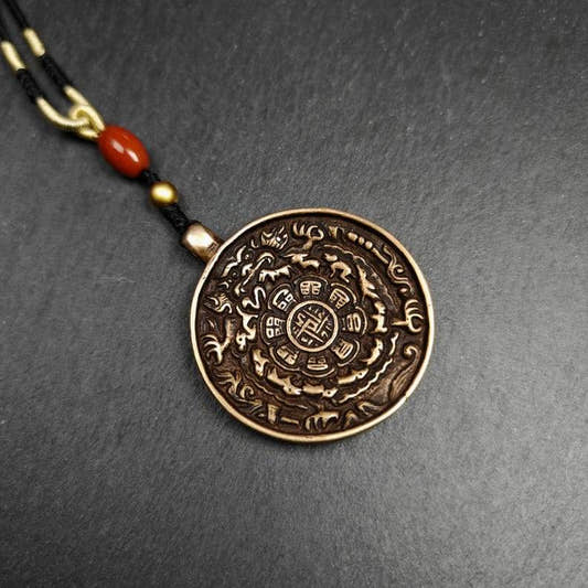 Calendar Amulet Sipaho Badge - Melong Mirror,45mm - Tibetan Buddhist amulet, front view