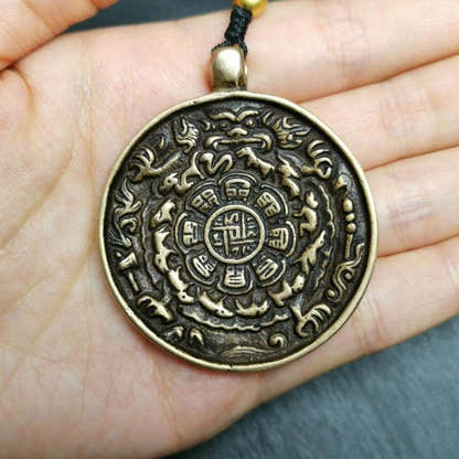 Calendar Amulet Sipaho Badge - Melong Mirror,45mm - Tibetan Buddhist amulet, detailed view