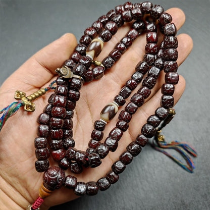 Mala Necklace,Old 8mm 108 Rudraksha Prayer Beads