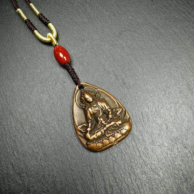 Statue Amulet,Green Tara Pendant - Tibetan Buddhist amulet, view 5