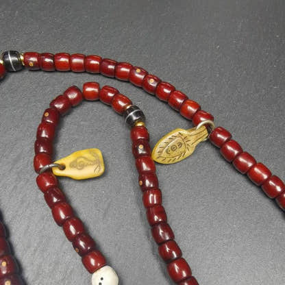 8mm 108 Mala Necklace,Prayer Beads - Tibetan Buddhist mala beads, close-up detail