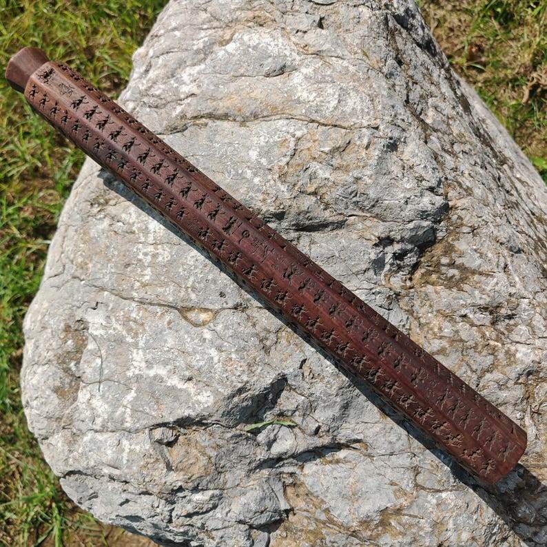 Zanpar Wooden Mold Stick - Tibetan Buddhist art, detailed view