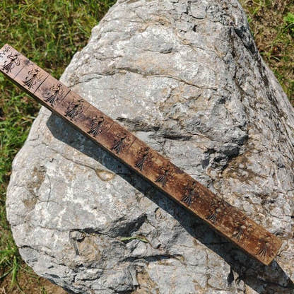 Zanpar Wooden Mold Stick - Tibetan Buddhist art, close-up detail