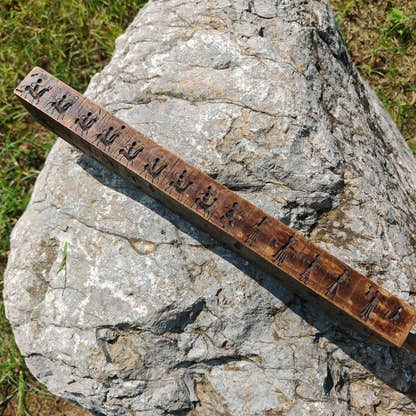 Buddhist Zanpar Wooden Mold Stick - Tibetan Buddhist art, close-up detail