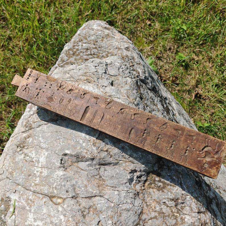 Buddhist Zanpar Wooden Mold Stick - Tibetan Buddhist art, detailed view