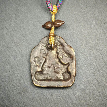 Buddha Statue Amulet Guru Rinpoche,Padmasambhava Pendant,Lotus Born - Tibetan Buddhist amulet, detailed view