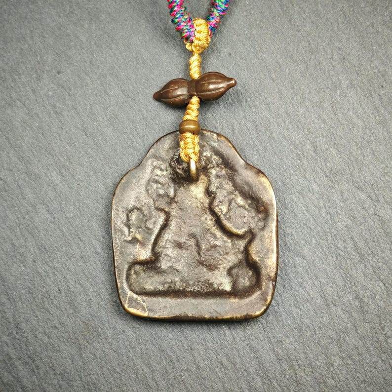 Buddha Statue Amulet Guru Rinpoche,Padmasambhava Pendant,Lotus Born - Tibetan Buddhist amulet, detailed view