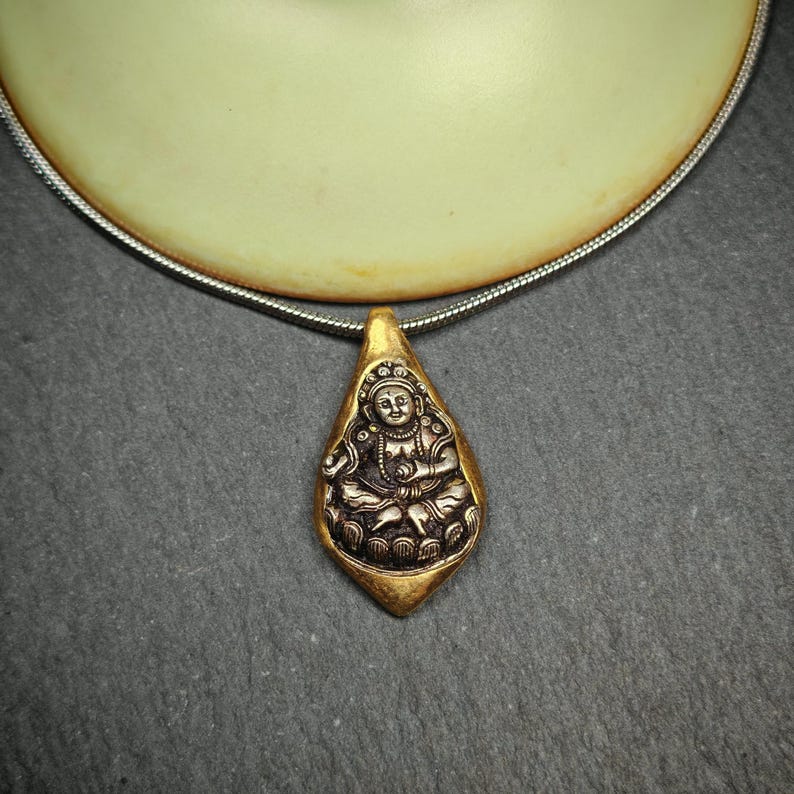 Buddhist Amulet Necklace | Yellow Jambhala Protection Necklace