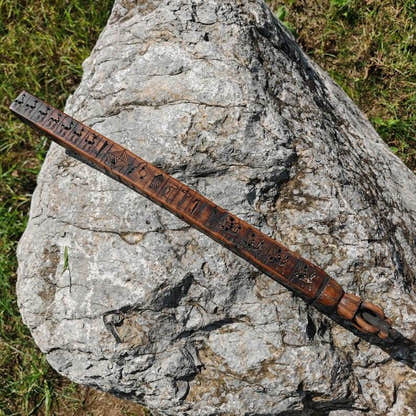Zanpar Wooden Mold Stick - Tibetan Buddhist art, close-up detail