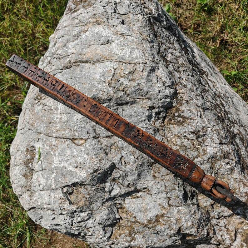 Zanpar Wooden Mold Stick - Tibetan Buddhist art, close-up detail