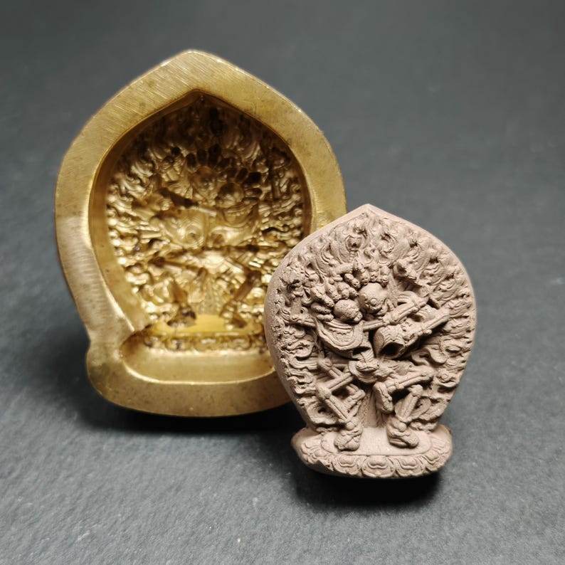 Citipati Tsa Tsa Mold,Shmashana Adhipati Mould,4.5cm Height - Tibetan tsa tsa mold, front view