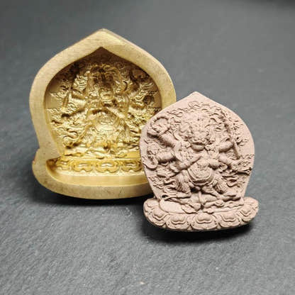 Mahakala Tsa Tsa Mold,4.5cm Height - Tibetan tsa tsa mold, front view