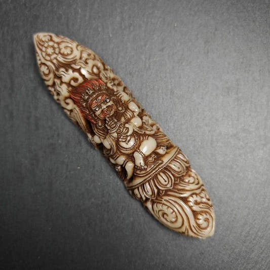 Mahakala Kapala Amulet Badge - Tibetan Buddhist amulet, front view